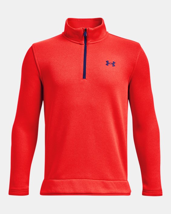 Jongensshirt UA SweaterFleece met korte rits, Red, pdpMainDesktop image number 0